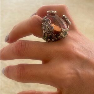 Elegant Silver and Brown Gemstone Ring